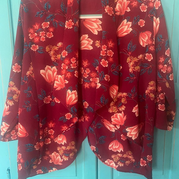 Kimono Jacket Split-Back Bracelet Length Sleeves Size Large Draped Collar - Picture 10 of 10